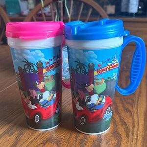 Disney Travel Mugs with Pink and Blue Accents